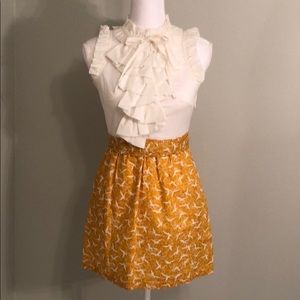 Anthropologie bird print ruffle top dress